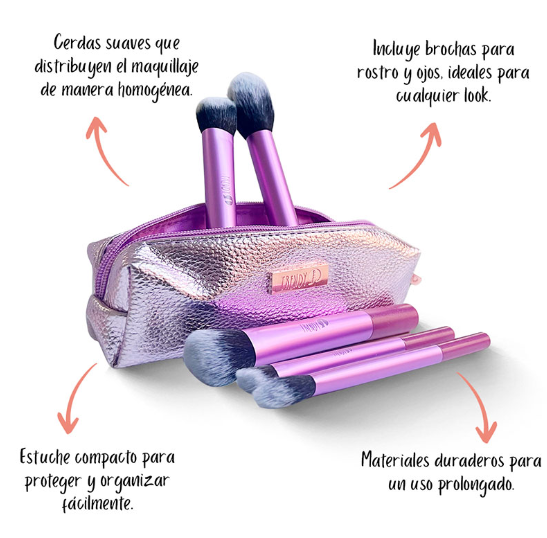 Kit x5 Brochas Viajeras Trendy Moradas