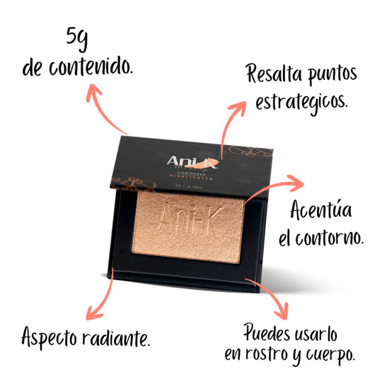 Iluminador para rostro Ani-k Makeup Pro Radiante TONO 3