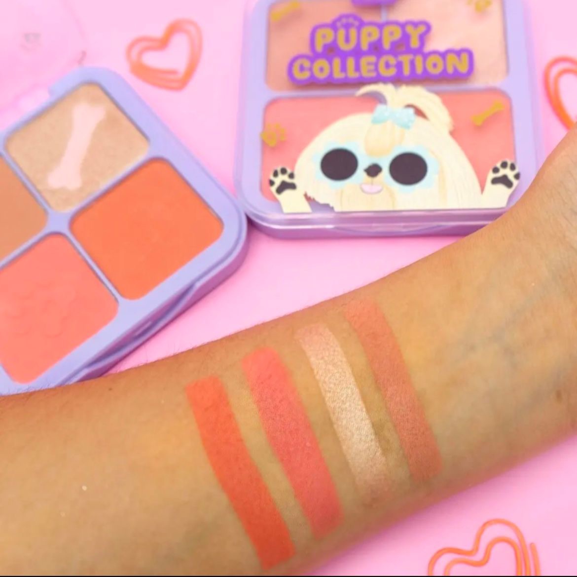 Paleta de rubor e iluminador Puppy collection Trendy rostro