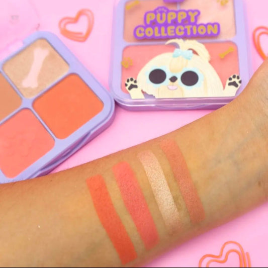 Paleta de rubor e iluminador Puppy collection Trendy rostro