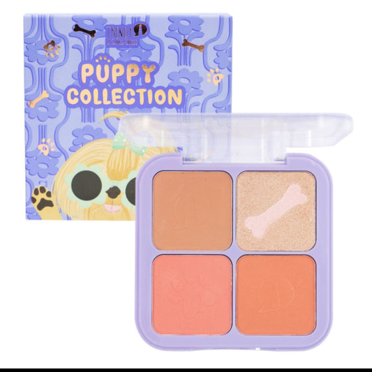 Paleta de rubor e iluminador Puppy collection Trendy rostro